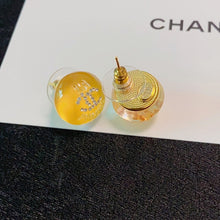 18K CC Yellow Round Earrings