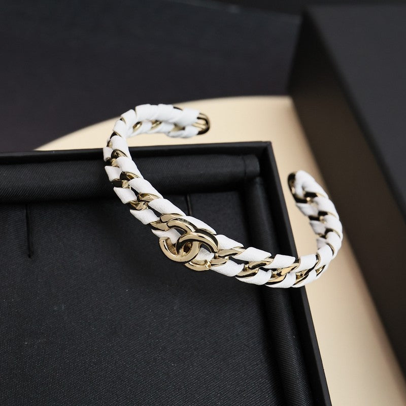 18K CC 26C Black & White Leather Bracelet