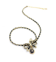 18K CC Rhinestone Bow Tie Necklace