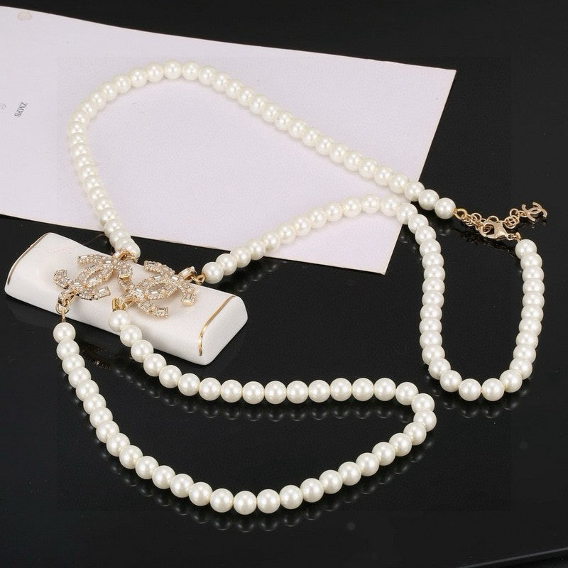 18K CC 26C Long Pearl Necklace
