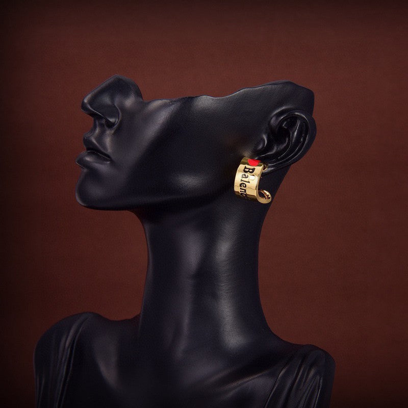 18K BB Red Heart Gold Earrings