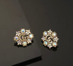 18K Double G Blue Flowers Earrings