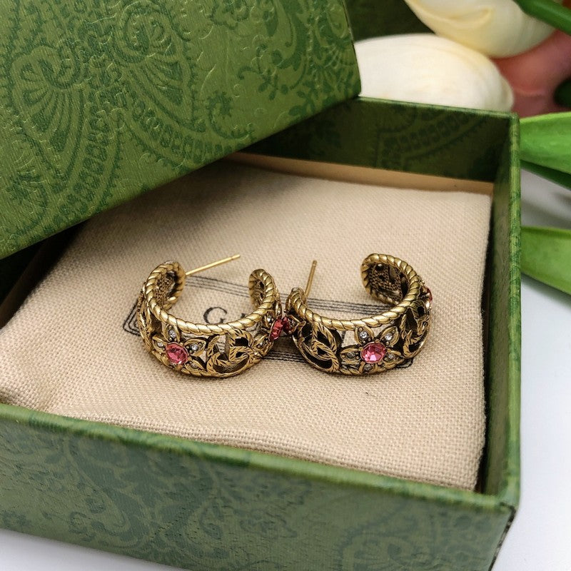 18K GG Pink Crystal Earrings