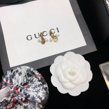 18K Double G Flower & Pearl Pendant Earrings