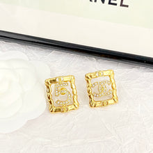 18K CC No.5 Square Diamond Earrings