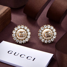 18k GUCCI Double G Flower Crystals Earrings