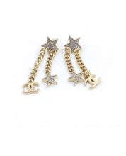 18K CC Star Diamonds Long Earrings