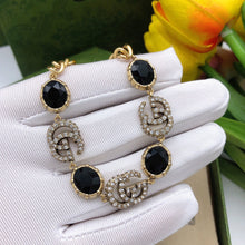 18K Double G Black Stones Chain Bracelet