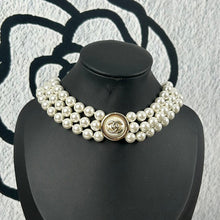 18K CC Choker Pearl Chain Necklace