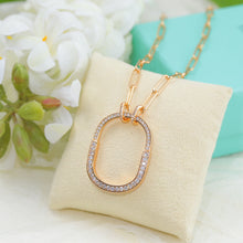 18K T Lock Pendant Pavé Diamonds Necklace