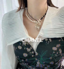 18K CC Pearl Leather Bag Pendant Necklace