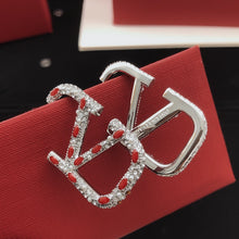 18K Vlogo Red Crystal Earrings