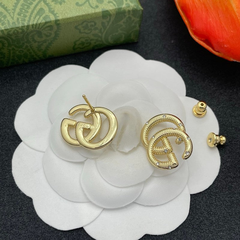 18K GG Pave Diamond Gold Earrings