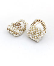 18K CC Small Bag Pearl Earrings