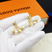 18k Louis Monogram Pearls Earrings