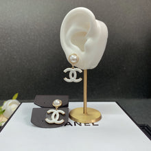 18K CC White Pearl Earrings