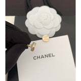 18K CC Gold Button Earrings