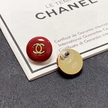 18K CC Wine Red Round Earrings