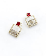 18K CC Red Bottle Pendant Earrings