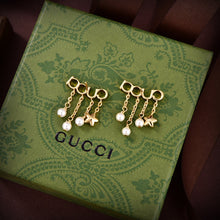 18K Double G Script Pearl Earrings