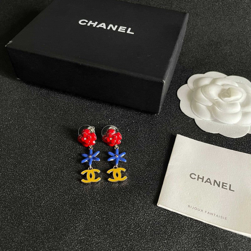 18K CC Color Camellia Earrings