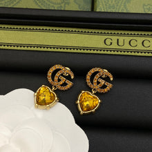 18K Double G Yellow Crystal Earrings