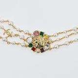 18K CC Color Crystal Long Pearl Necklace
