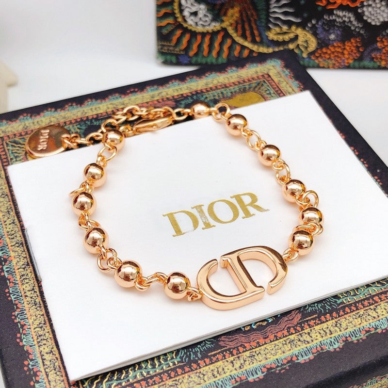 18K CD Rose Gold Beads Bracelet