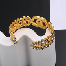 18K CC Crystals Open Cuff Bracelet