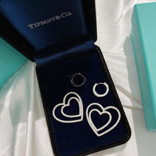 18K T Double Heart Diamond Earrings