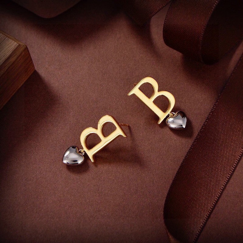 18K BB Heart Drop Earrings