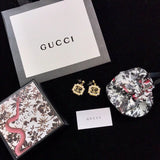 18K Double G Square Pearl Earrings