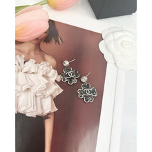 18K CC Black Four-Leaf Clover Earrings