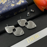 18K CD Double Heart Diamond Earrings