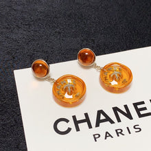 18K CC Orange Pendant Earrings