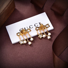 18K Double G Script Pearl Earrings