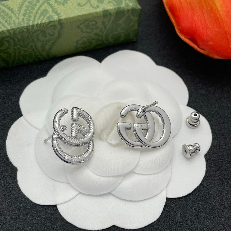18K GG Pave Diamond Gold Earrings