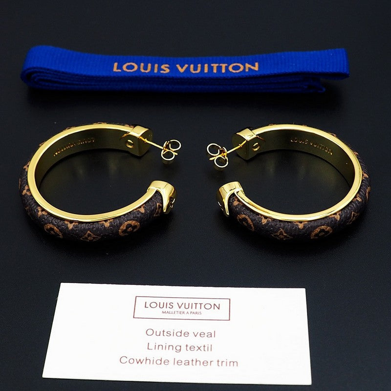 18K Louis Monogram Hoop Earrings