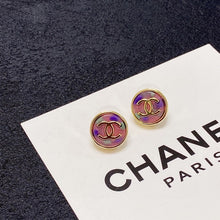 18K CC Colorful Round Earrings