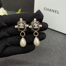 18K CC Pearl Pendant Earrings