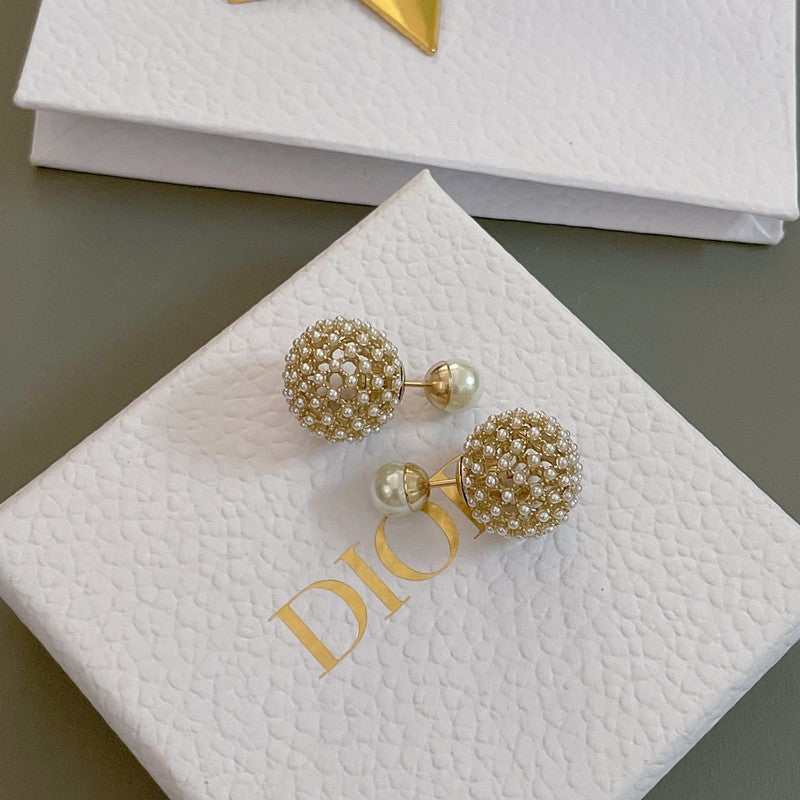 18K CD Tribales Diamond Ball Earrings