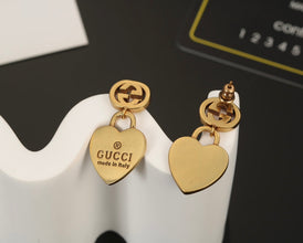 18K Double G Heart Pendant Earrings