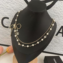 18K CC Bow Tie Pearl Necklace