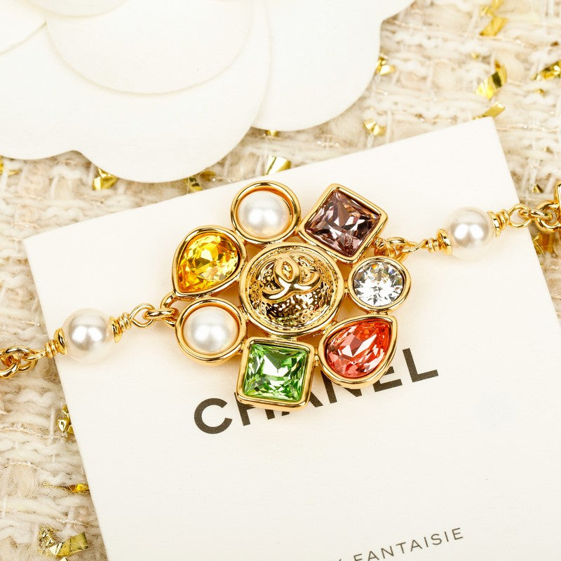 18K CC 26C Color Crystal Flower Bracelet