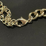 18K CC Black Leather Gold Lock Necklace