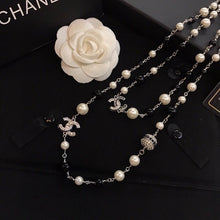 18K CC Long Black Pearl Necklace