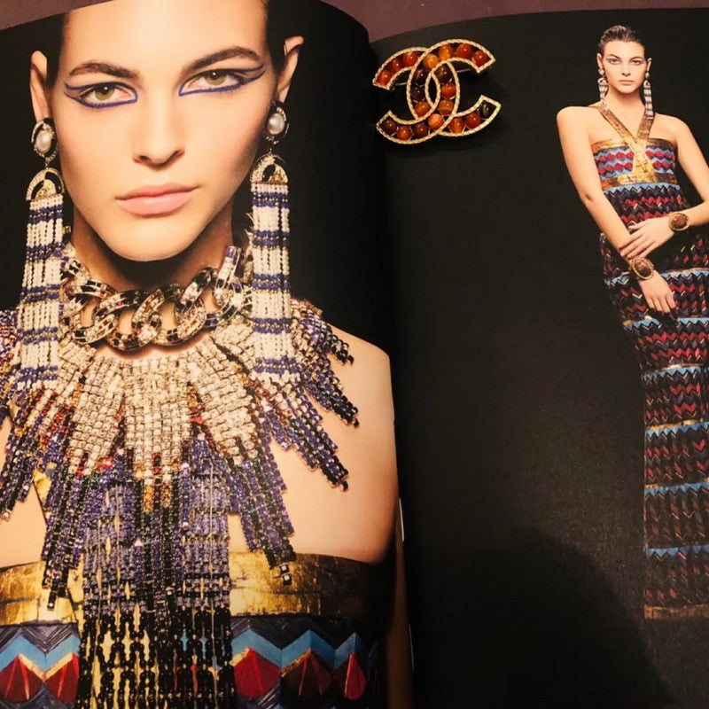 18K CC Red & Brown Pearl Gold Brooch