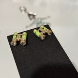 18K CC 26C Green Telescope Gold Earrings