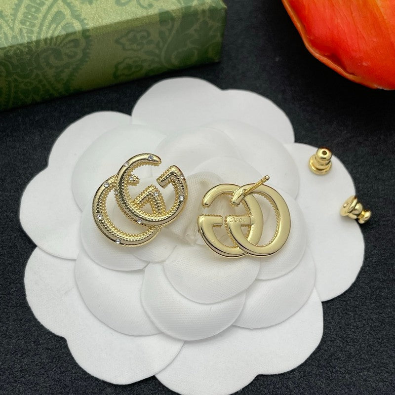 18K GG Pave Diamond Gold Earrings