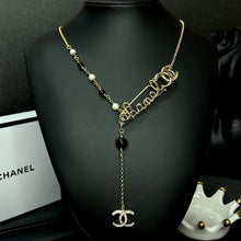 18K CC Rhinestone Pearl Letter Necklace